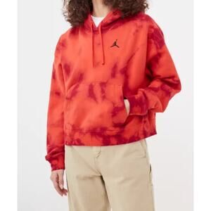 Jordan Heritage Womens Red Tie Dye Pullover Oversized Hoodie Size XS DM5238-635